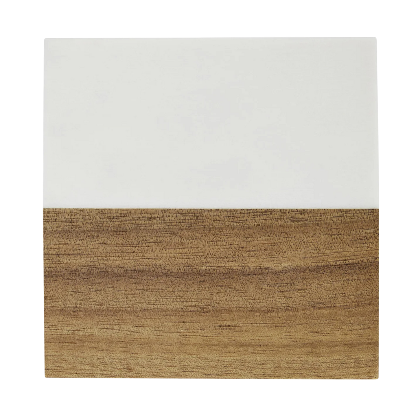 Marble & Acacia Coaster Set