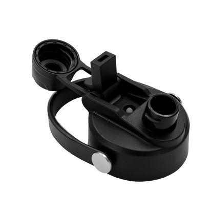 Precision Layers, Inc. black plastic flip-top lid with carrying strap for 32 oz Hydro Water Bottle.